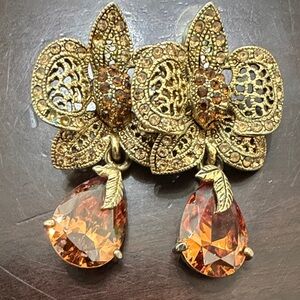 Vintage Austrian Crystal flower earrings